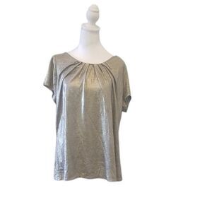 Worthington Gray Pleated Short Sleeve Blouse - Size XL - NWT Professional Office